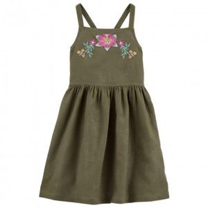 Embroidered Floral Linen Dress
